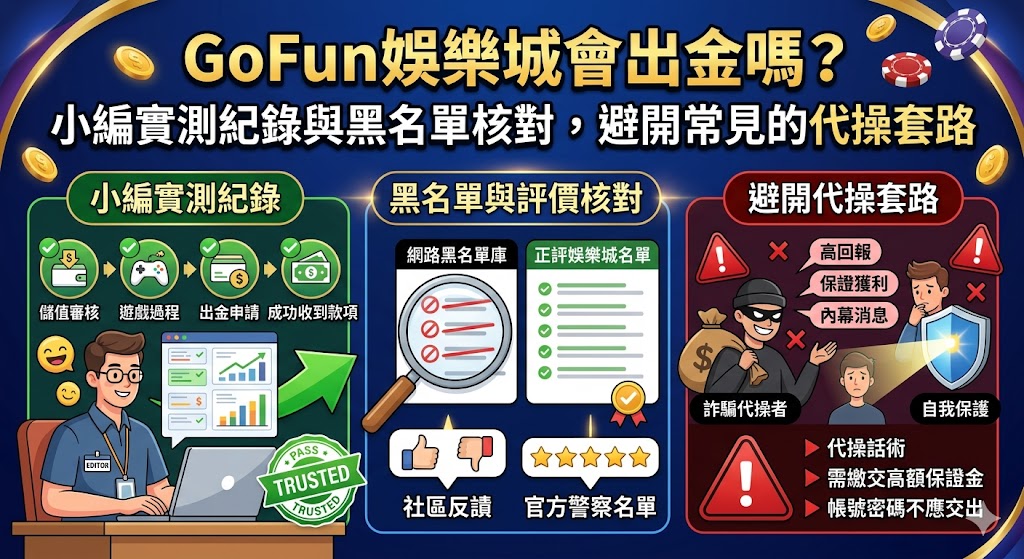GoFun娛樂城會出金嗎？小編實測紀錄與黑名單核對，避開常見的代操套路