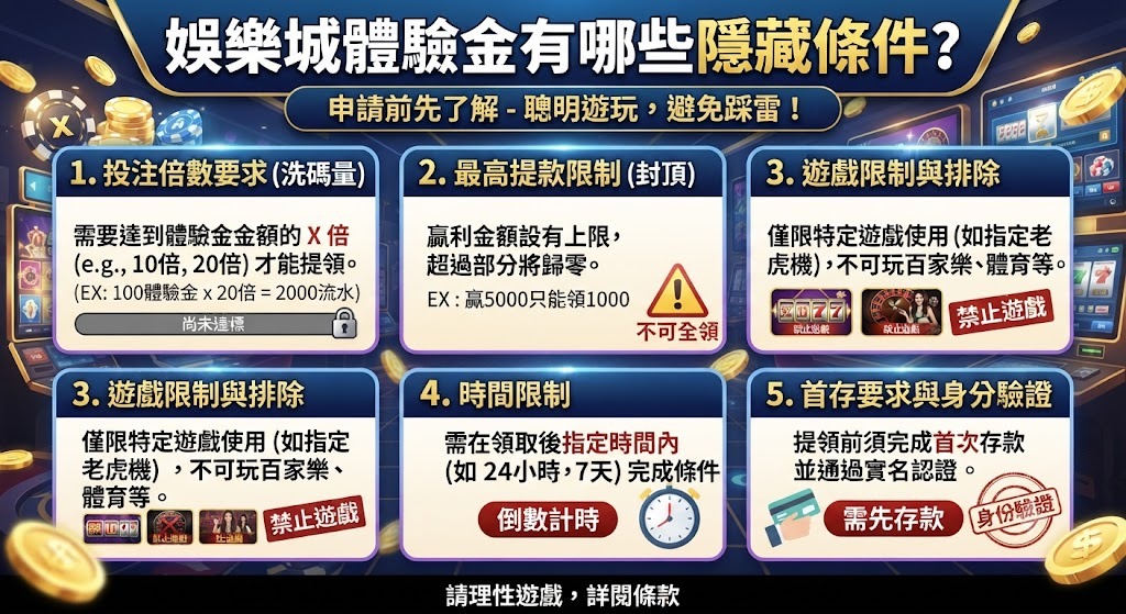 娛樂城體驗金有哪些隱藏條件